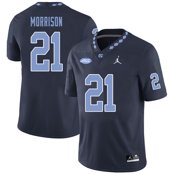 Jordan Brand Men #21 Trey Morrison North Carolina Tar Heels College Football Jerseys Sale-Navy
